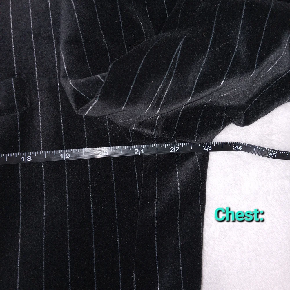 Andrew Fezza Velvet Pinstripe Blazer Mens 42R Black Luxury Sport Coat